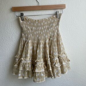 Beige Polka Dot Ruffle Skirt